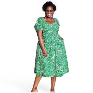 Rare NWT Size 4 Linear Floral Puff Sleeve Tie-Back Dress Tabitha Brown